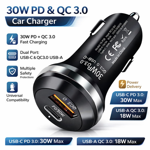 Dual usb fast car charger - usb,