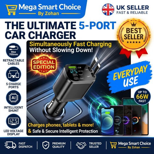 Port fast car - 5-port, charger