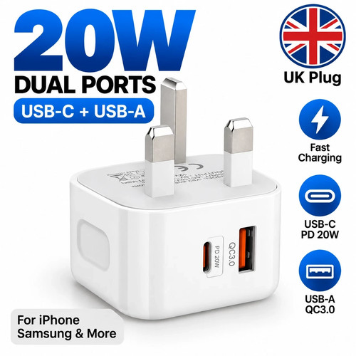 Fast charging dual port plug - dual,