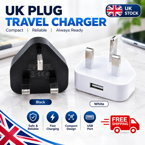 Pin dual usb plug adapter - uk,