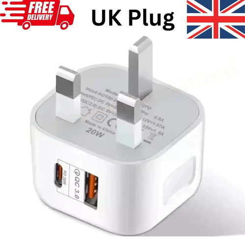 20w fast charger plug dual - 20w,