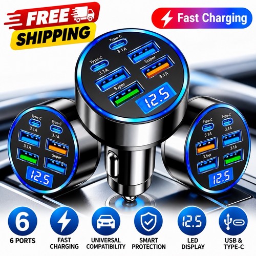 Fast car charger adapter 4usb - car,