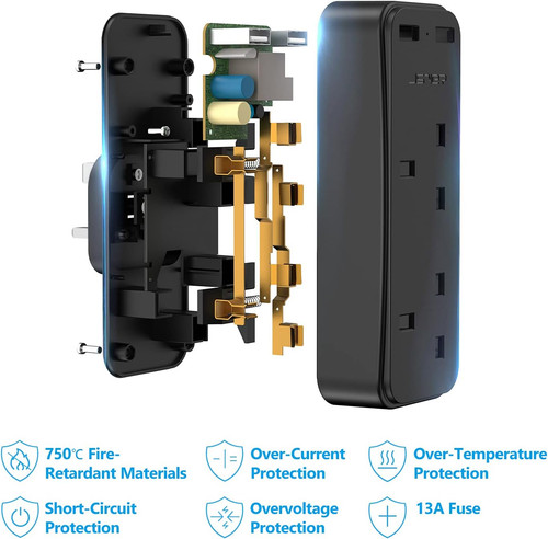Double plug adapter with usb - adapter,