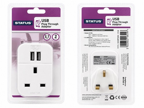 Usb plug through - usb, adaptor