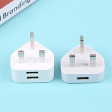UK 3 Pin Dual USB Plug Adapter